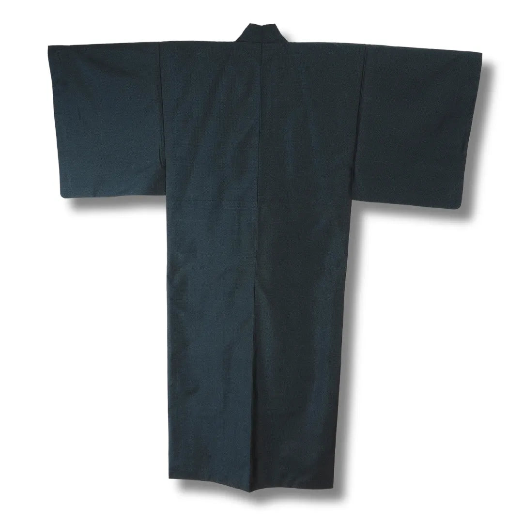 Rückansicht des petrolgrünen Vintage Herren-Kimono