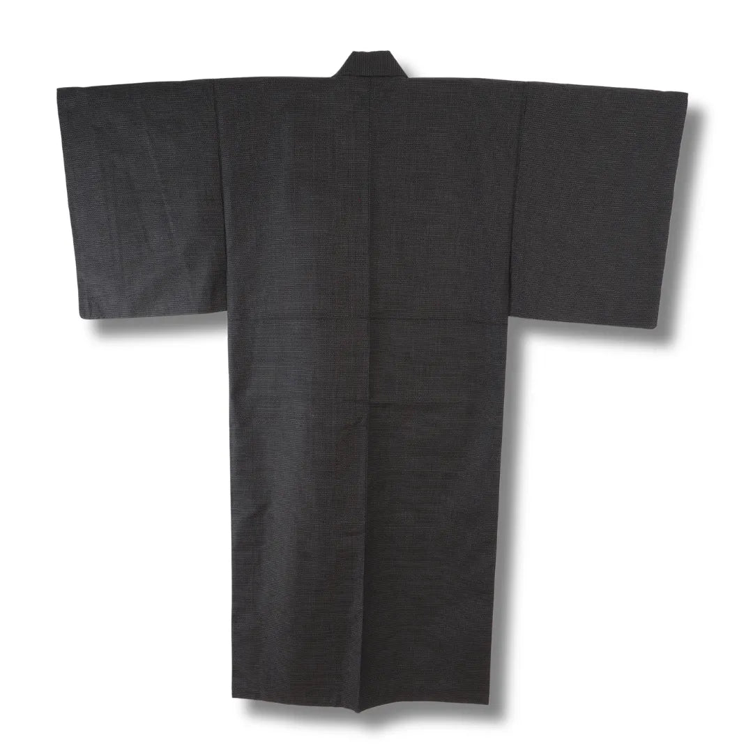 Rückansicht des schwarz-grauen Vintage Herren-Kimono aus Japan