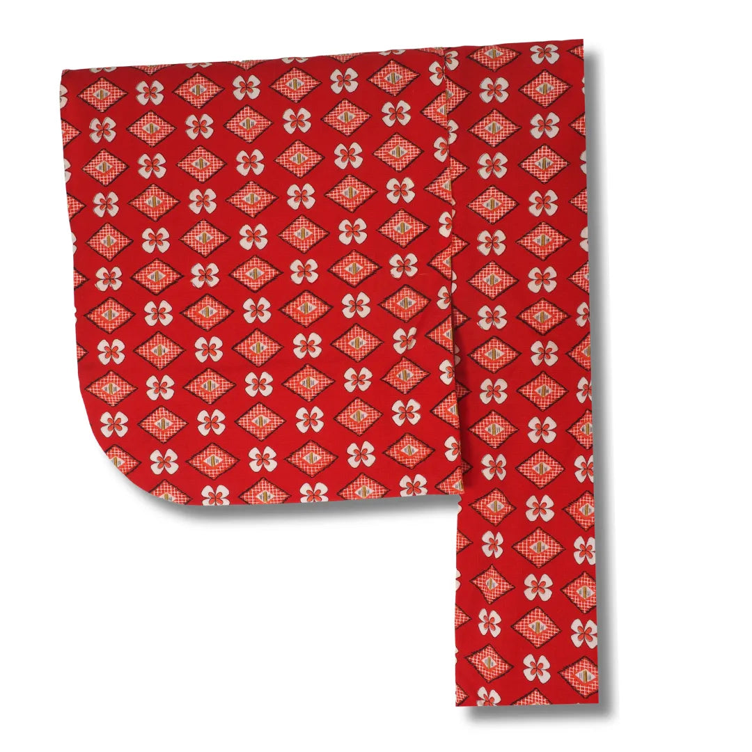 Roter Vintage Kinder-Kimono Ärmelansicht, Gesamtansicht des feinen Musters