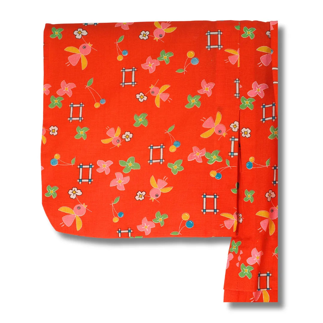 Roter Vintage Kinder-Kimono, Ärmelansicht mit Musterdetails