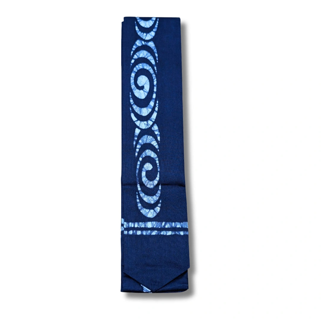 Vintage Shita Obi Blau mit Spiral-Muster