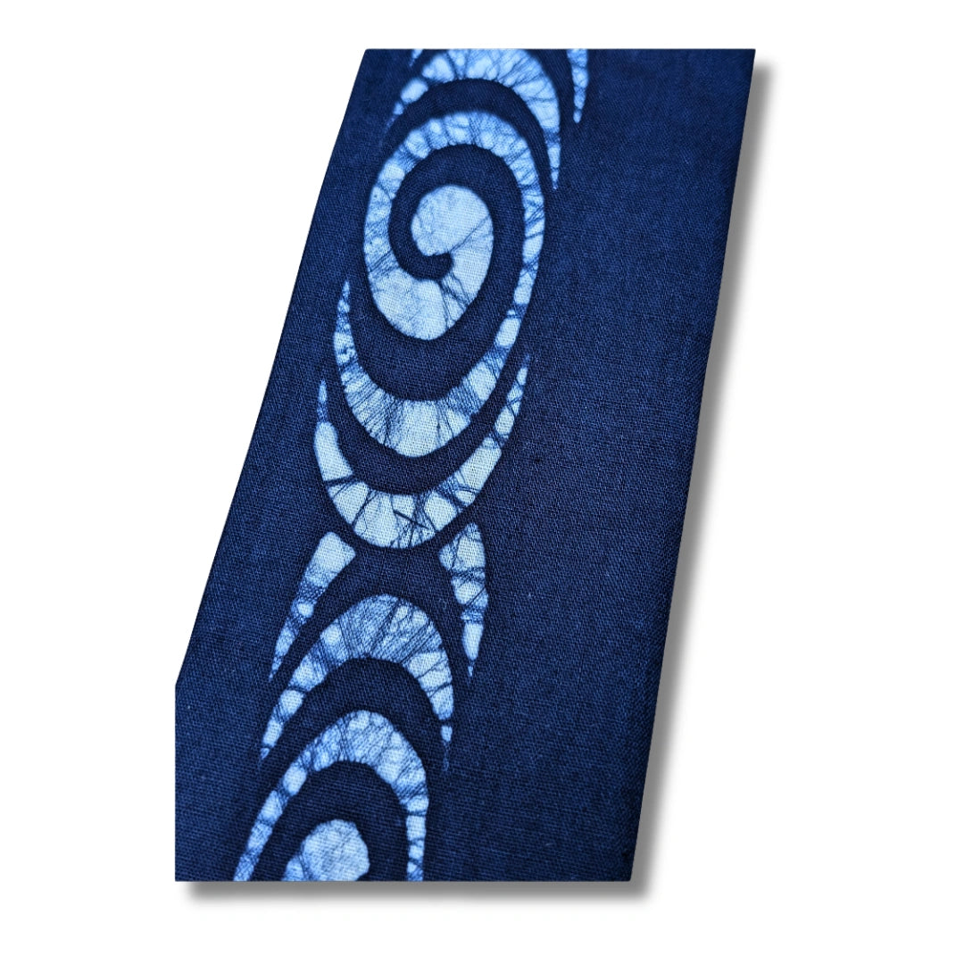 Vintage Shita Obi Blau mit Spiral-Muster