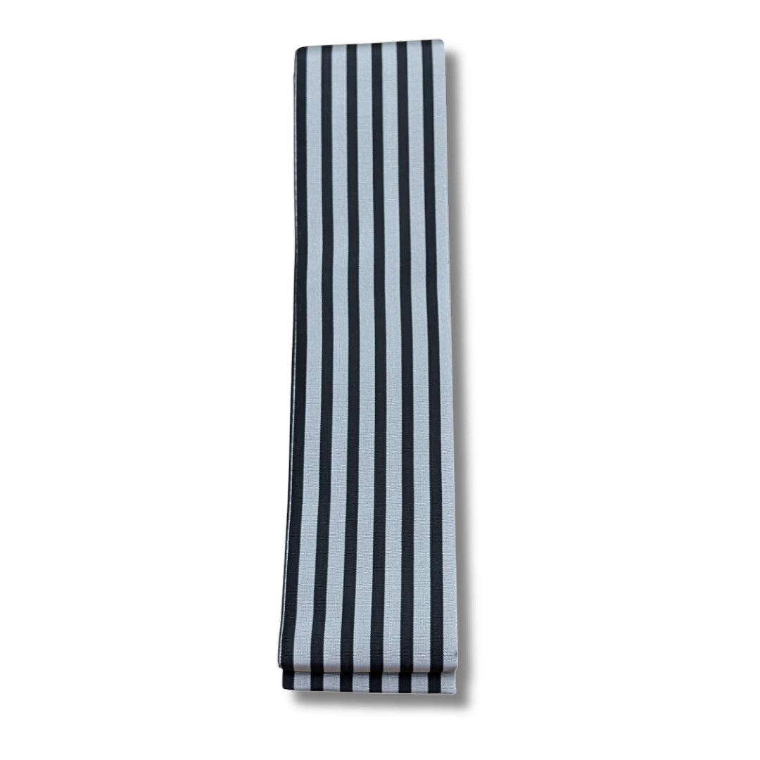 Vintage Shita Obi Schwarz-Graue Streifen