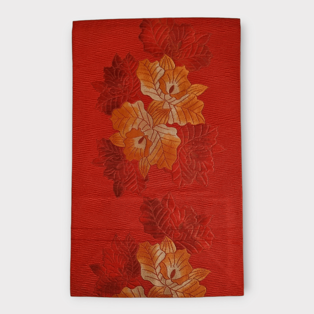 Vintage Nagoya shitate Nagoya Obi orange mit Blumen