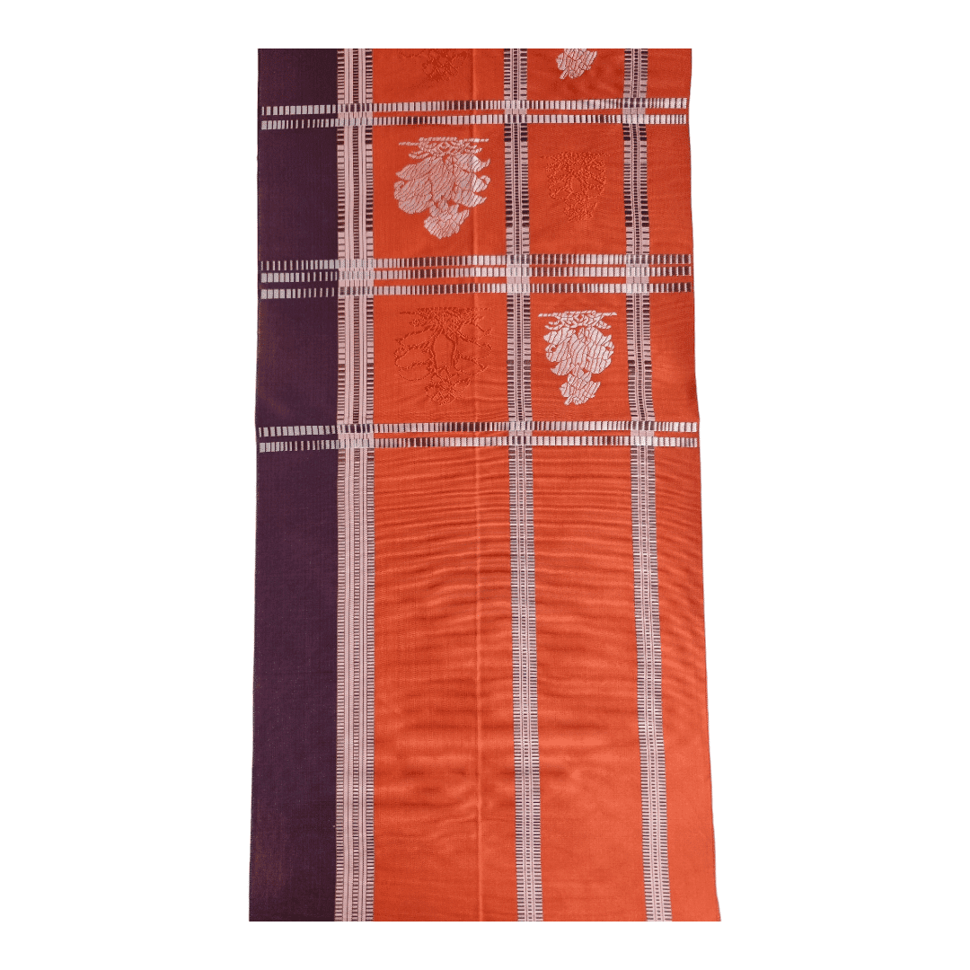Vintage Hiraki shitate Nagoya Obi Orange kariert