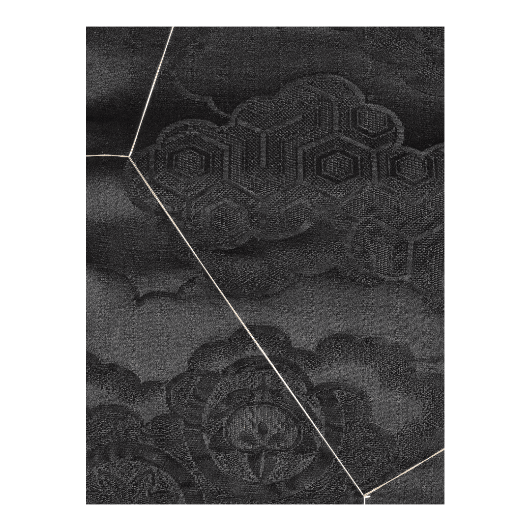 Vintage Hiraki shitate Nagoya Obi Schwarz Wolken ungetragen