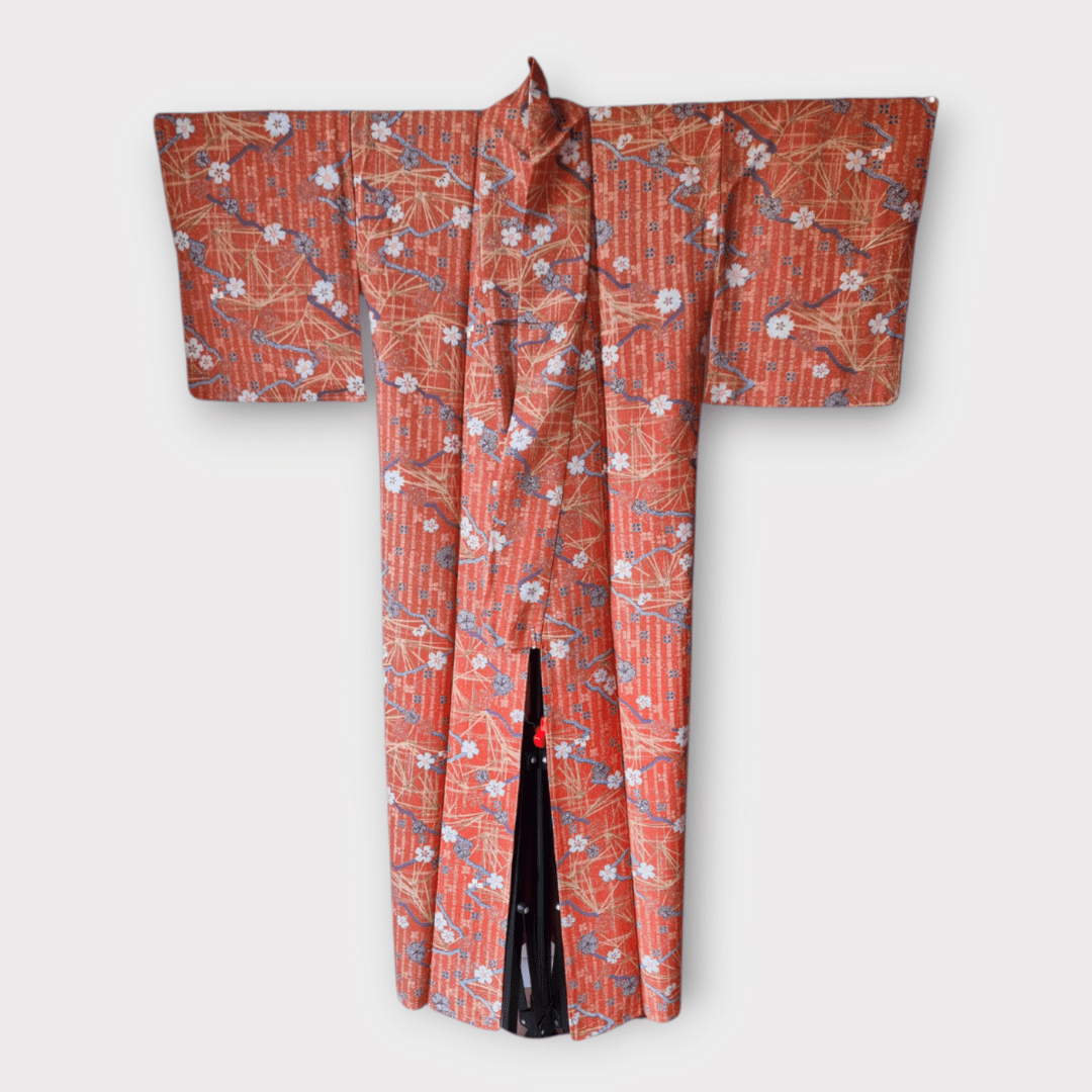 Vintage Komon Kimono Damen Kirschblüten