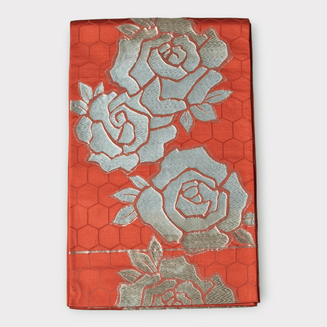 Vintage Fukuro Obi Orange mit Rosen