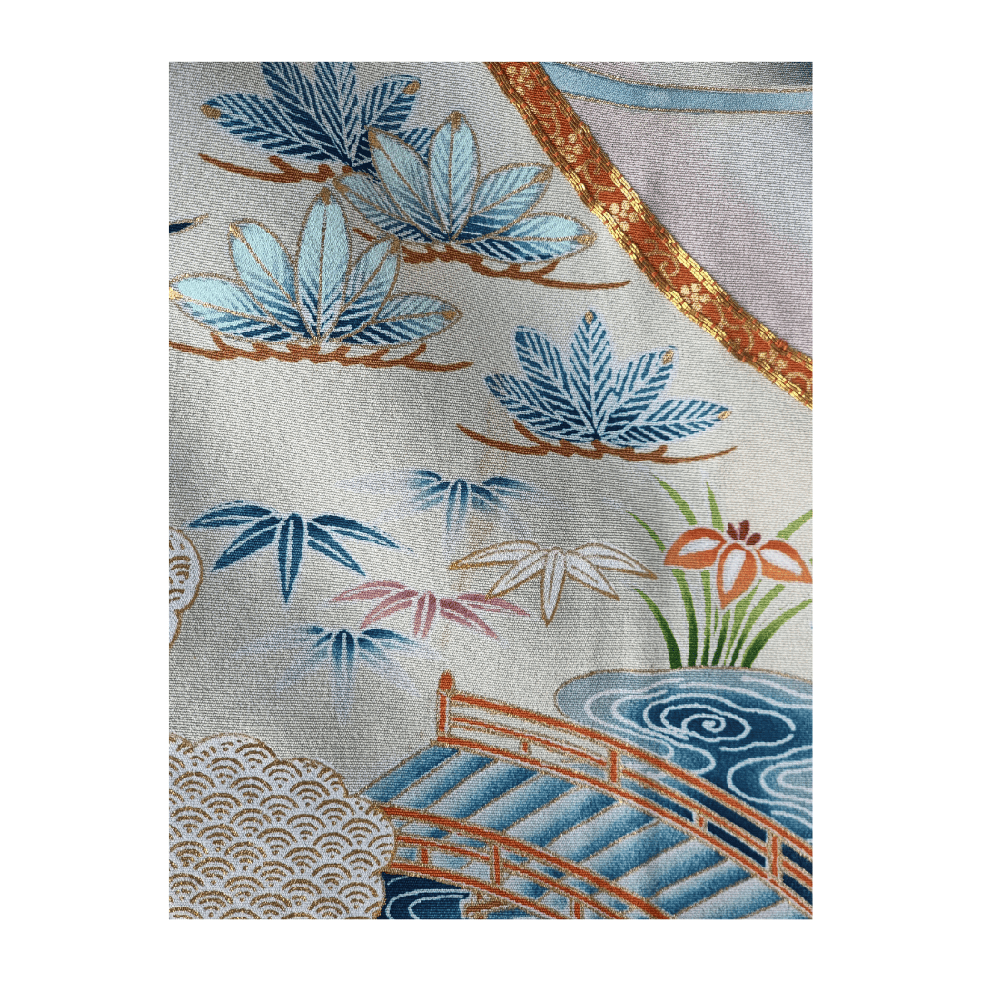 Vintage Kuro-Tomesode Kimono Damen Schriftrolle