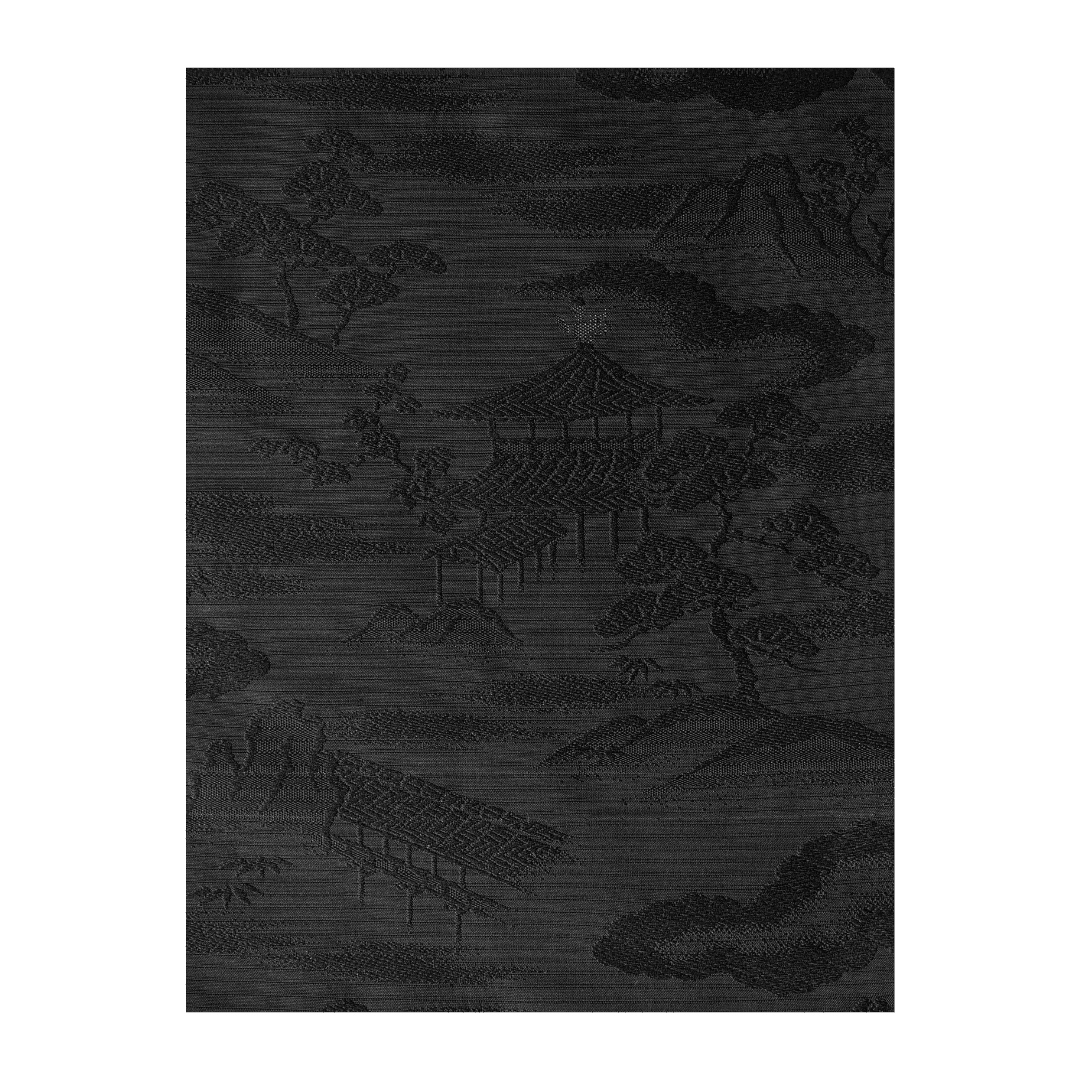 Vintage Hiraki shitate Nagoya Obi Schwarz Tempel