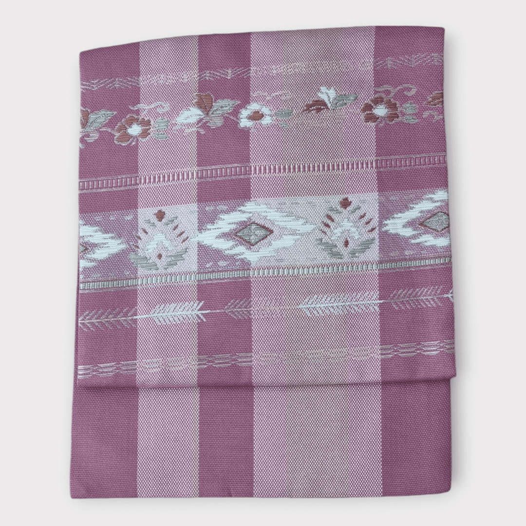 Vintage Taiko Musubi Obi Set Rosa Blumen