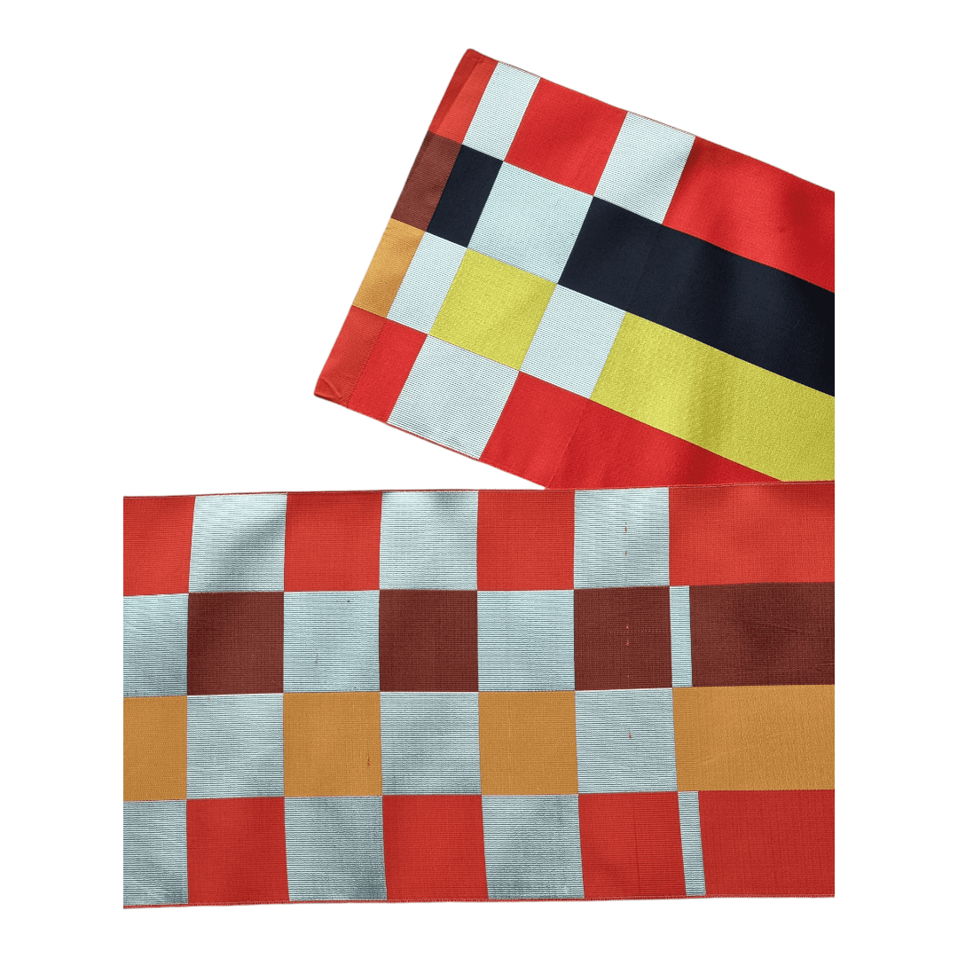 Vintage Hitoe Obi kariert