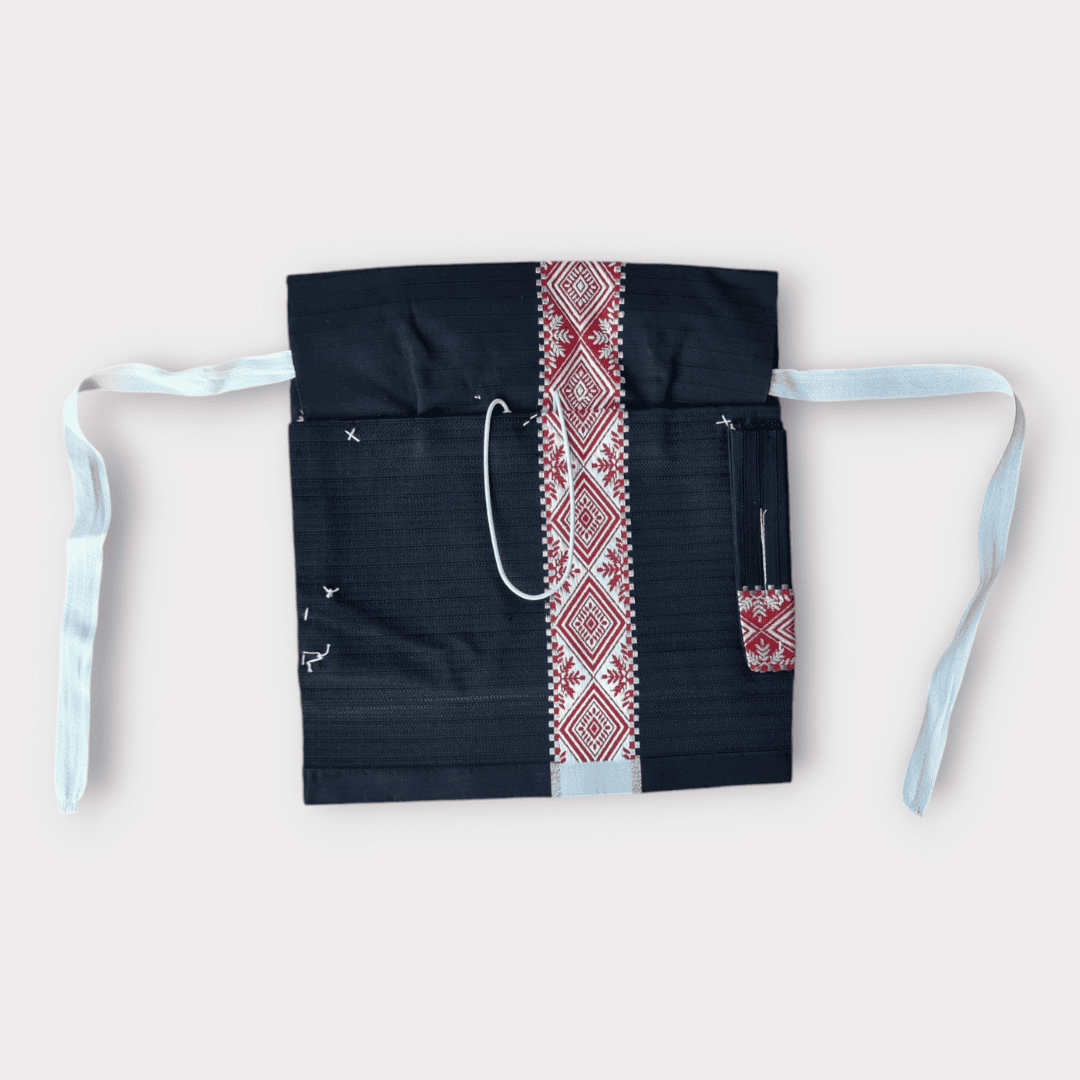 Vintage Taiko Musubi Obi Schwarz Rauten