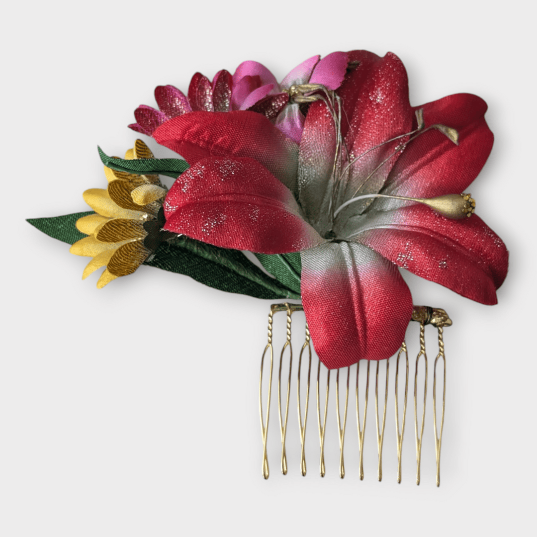 Vintage Kanzashi Set Haarnadel und Haarkamm