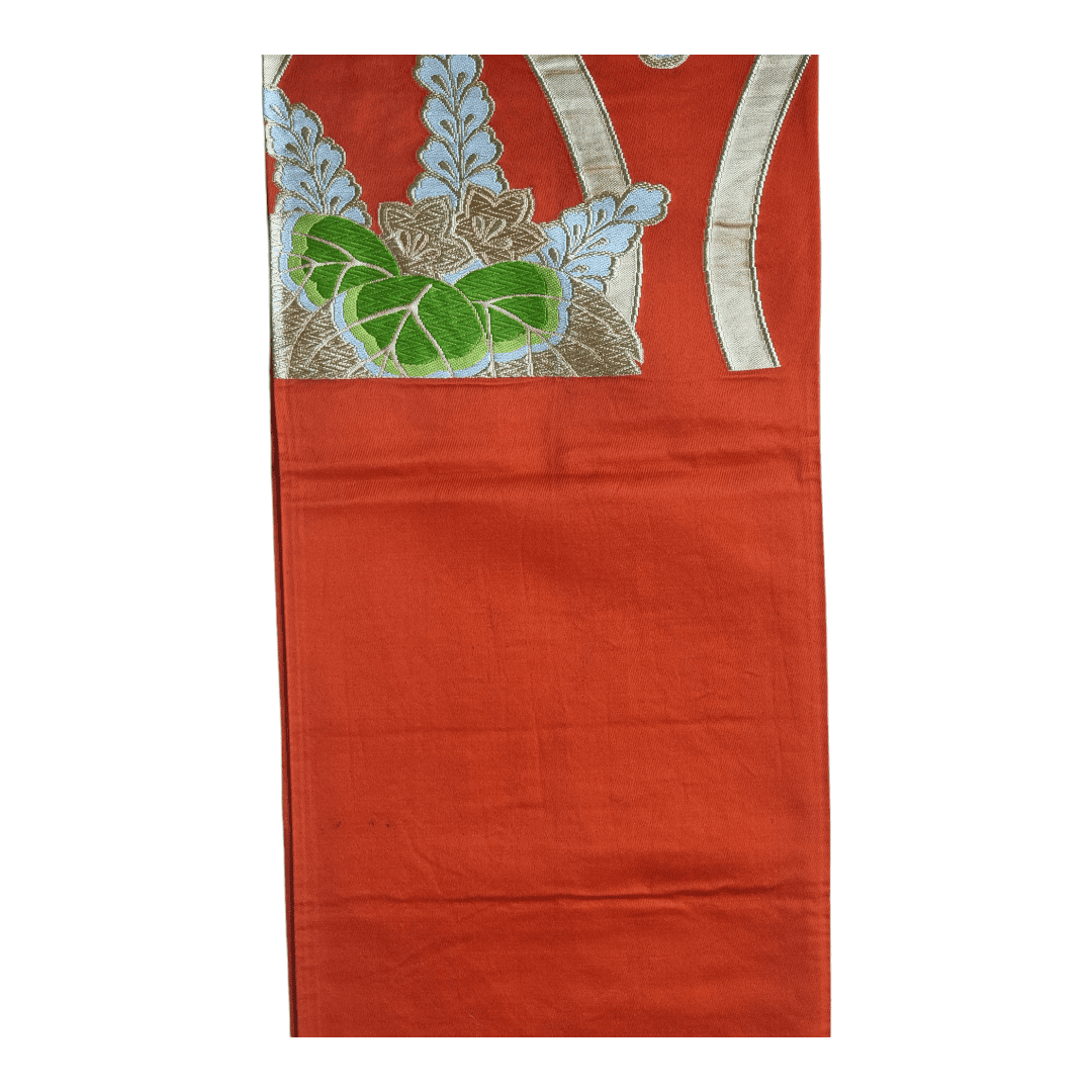 Vintage Fukuro Obi Gold / Orange Blumen