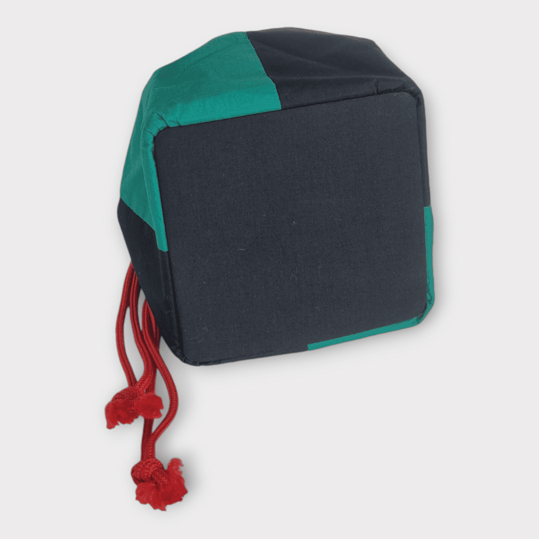 Vintage Kinchaku Beutel Wendetasche Grün, Schwarz / Rot
