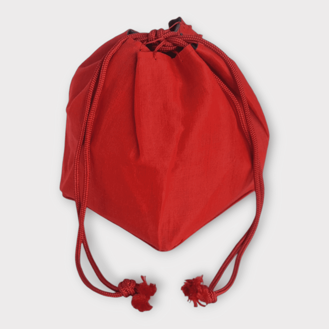 Vintage Kinchaku Beutel Wendetasche Grün, Schwarz / Rot