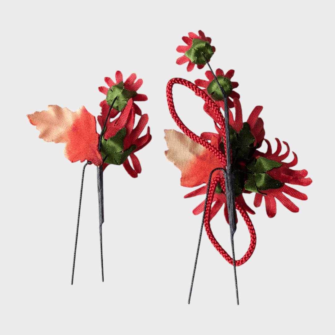 Vintage Kanzashi Set 2 Haarnadeln Blumen