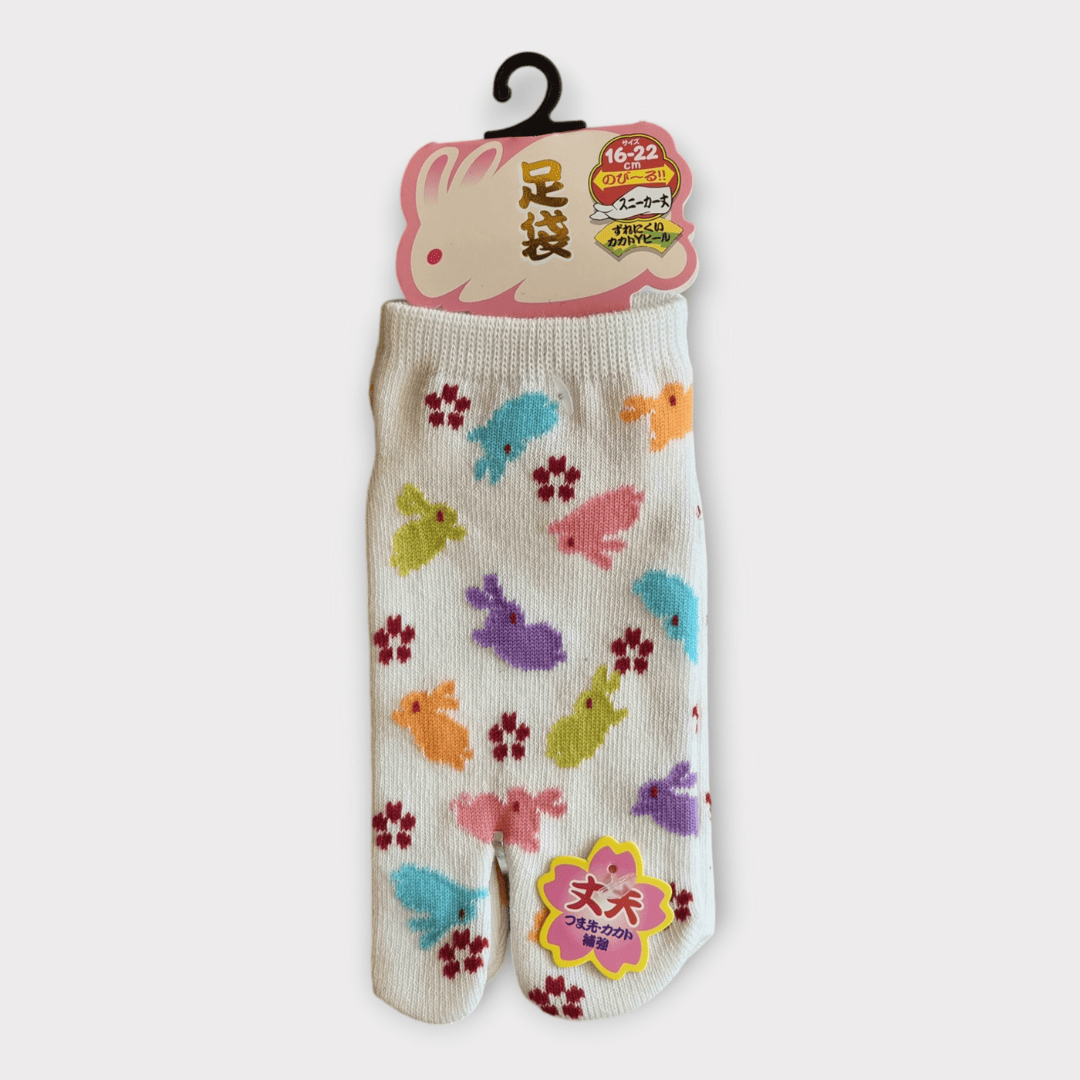 Kinder Tabi Socken Zehensocken Hasen Weiß 26-36 #farbe_Weiß