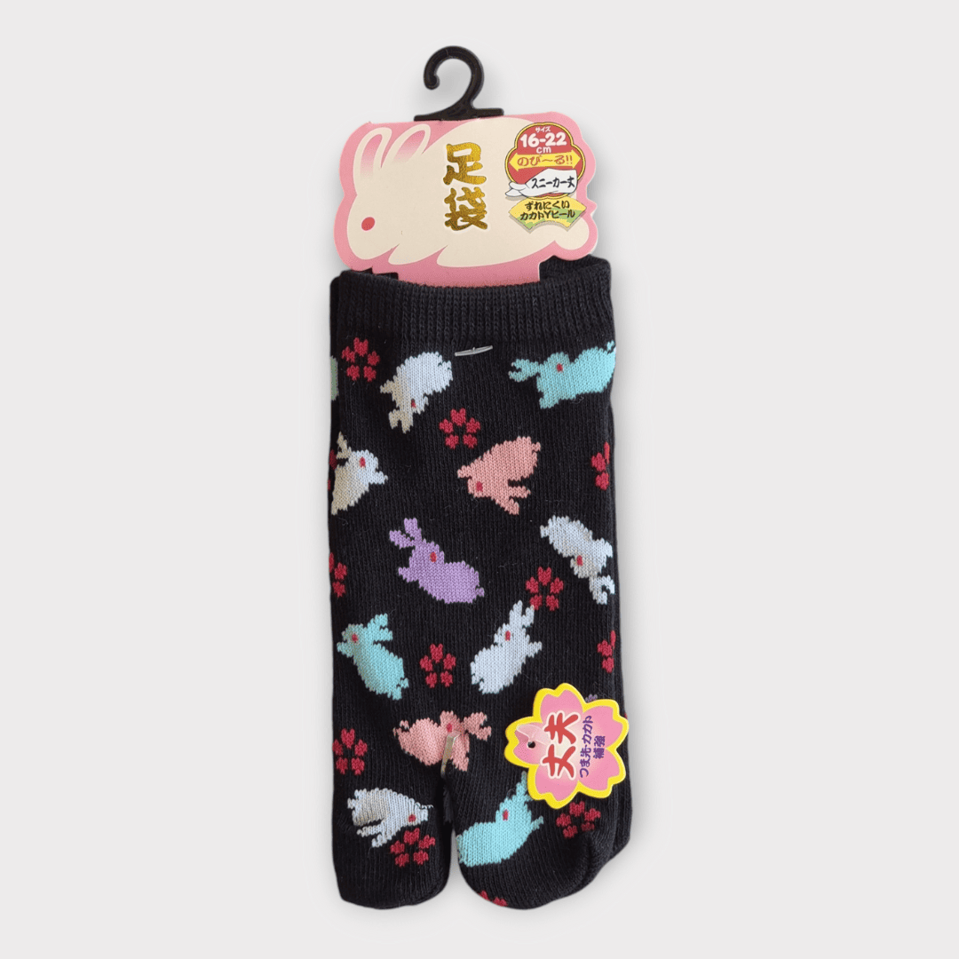 Kinder Tabi Socken Zehensocken Hasen Schwarz 26-36 #farbe_Schwarz