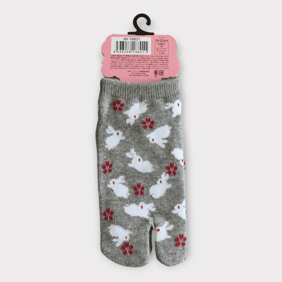 Kinder Tabi Socken Zehensocken Hasen Grau 26-36 #farbe_Grau