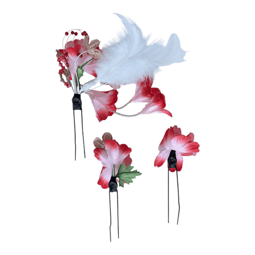 Vintage Kanzashi Set 3-teilig Rot