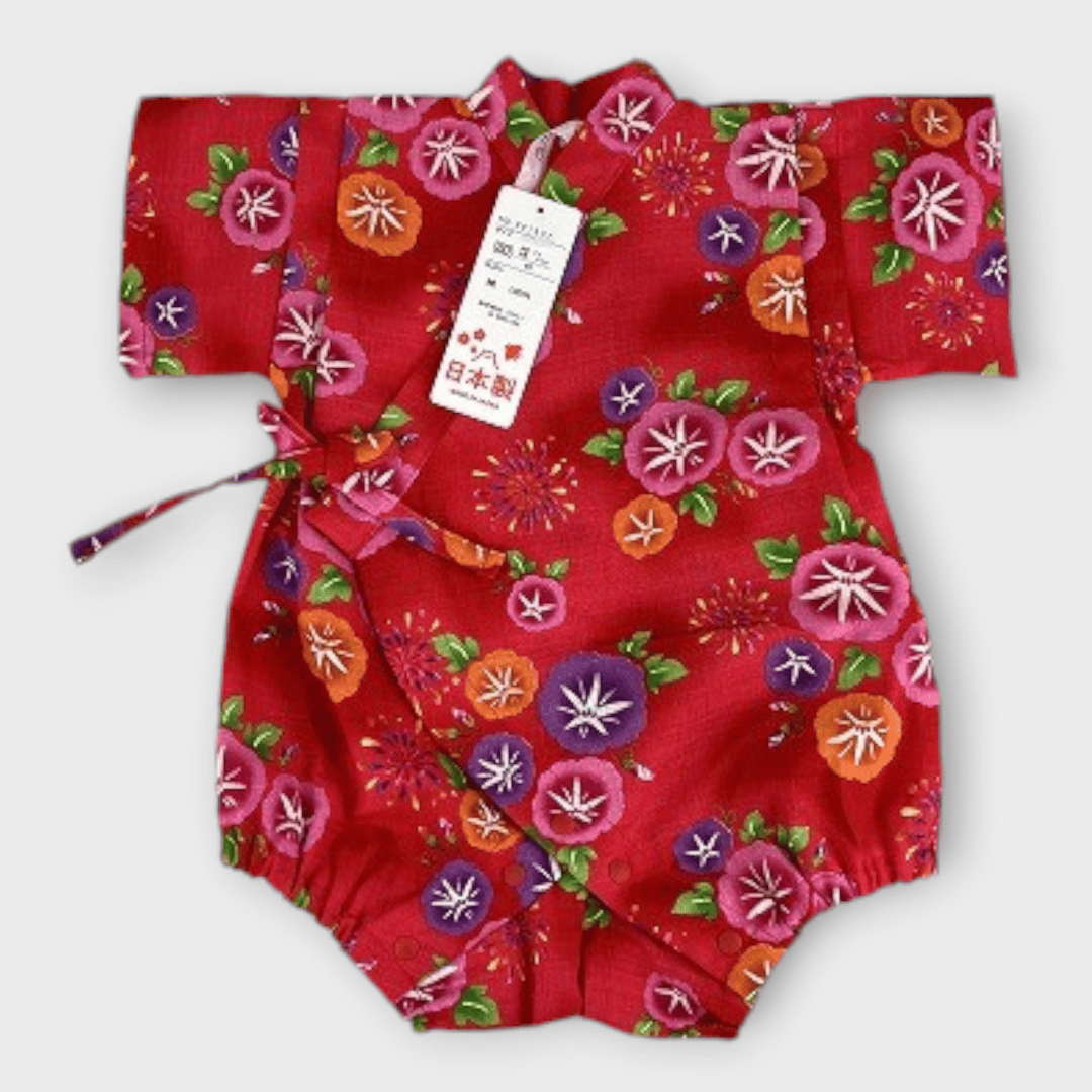 Baby Kimono Babystrampler Prunkwinden rot 56-62  #farbe_Rot