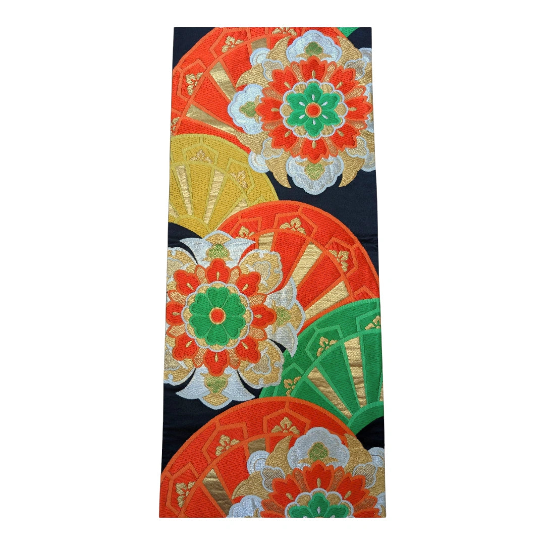 Vintage Fukuro Obi Fächer-Motiv
