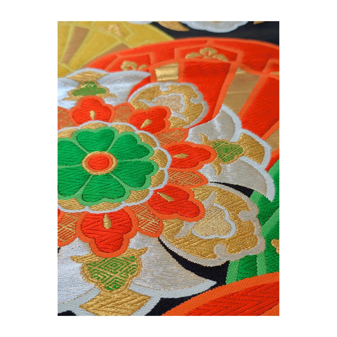 Vintage Fukuro Obi Fächer-Motiv