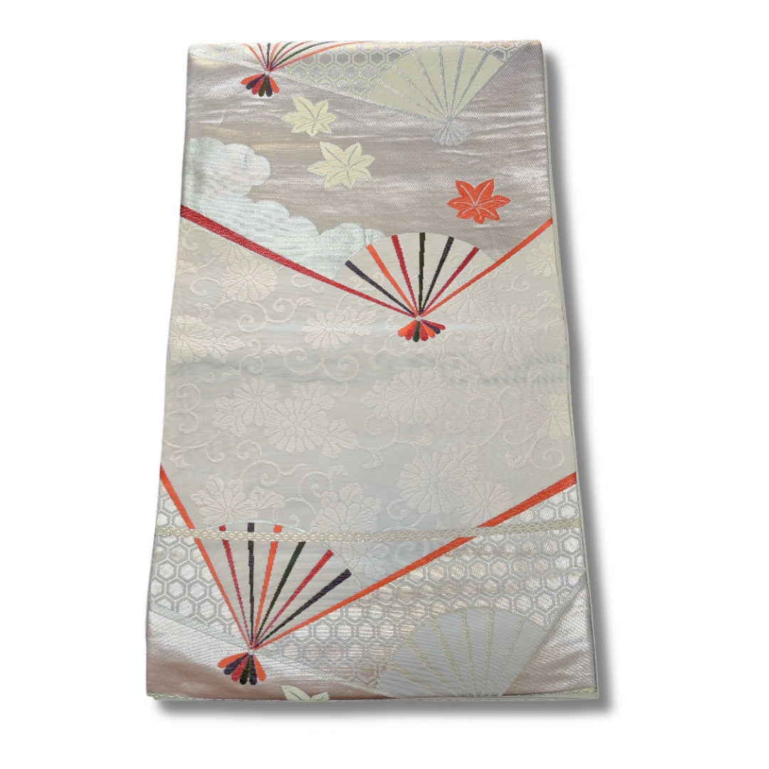 Vintage Fukuro Obi Gold mit Fächer