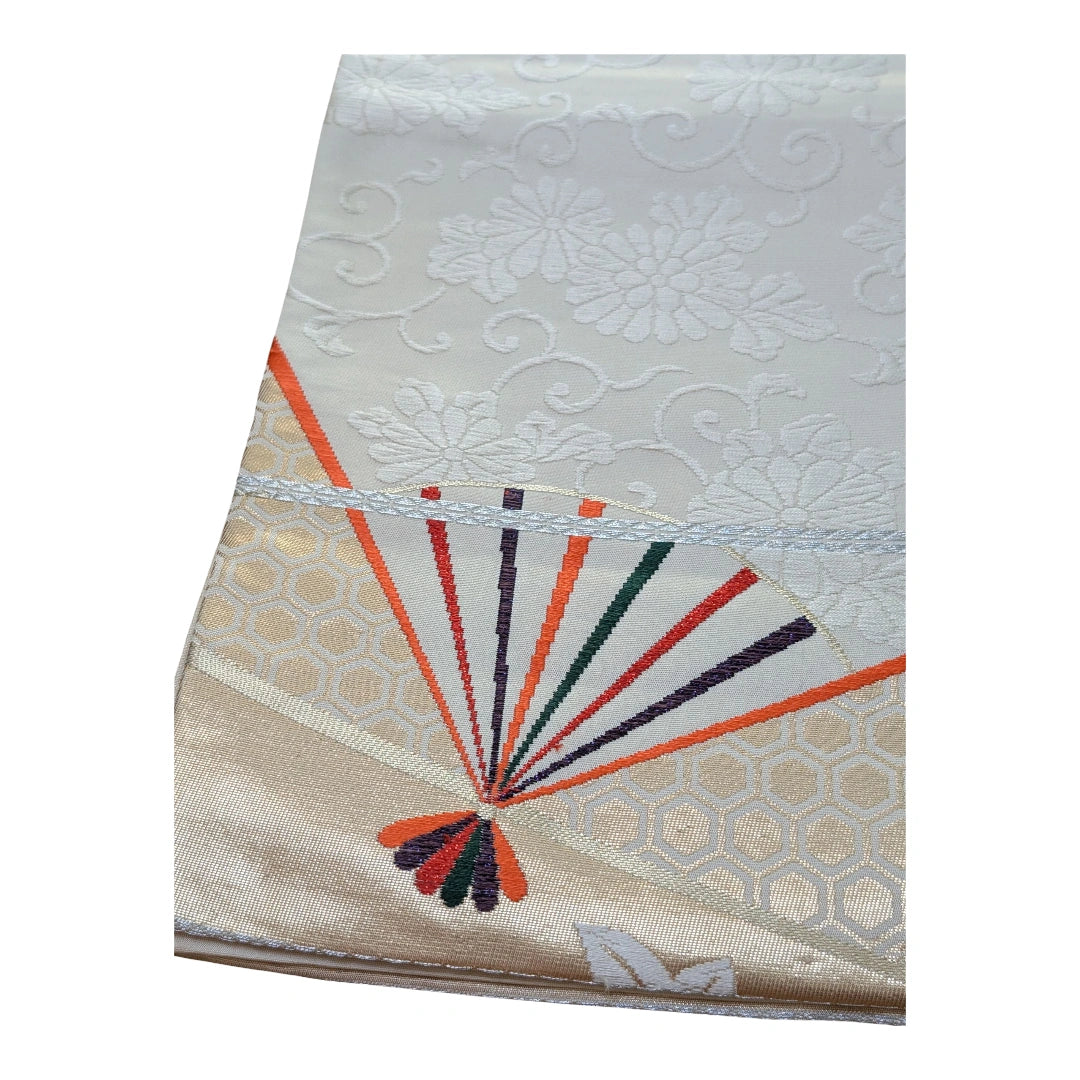 Vintage Fukuro Obi Gold mit Fächer