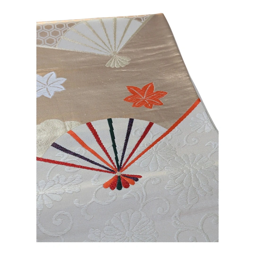 Vintage Fukuro Obi Gold mit Fächer