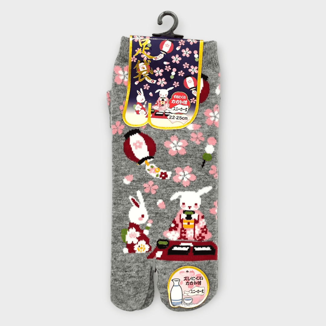 Linke Tabi Socke in grau Hasen Hanami #farbe_Grau
