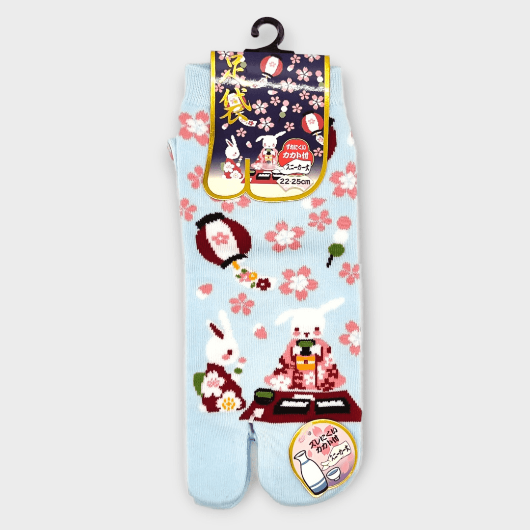 Linke Tabi Socke in hellblau Hasen Hanami #farbe_Hellblau