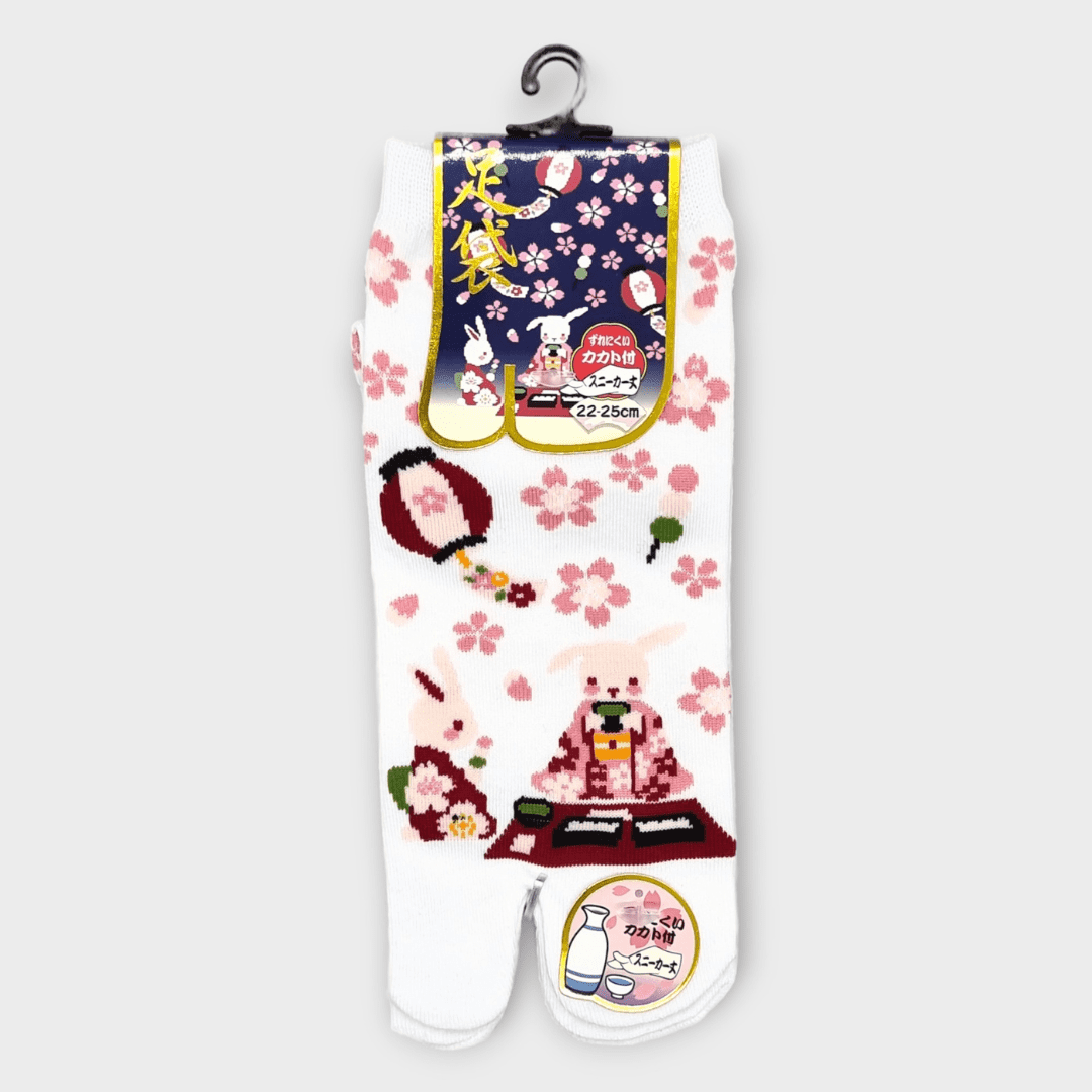 Linke Tabi Socke in weiß Hasen Hanami #farbe_Weiß