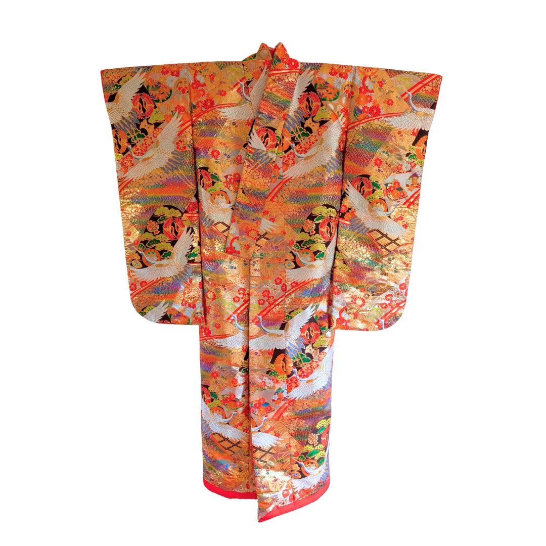 Vintage Uchikake Damen Hochzeits-Kimono mit Kranichen