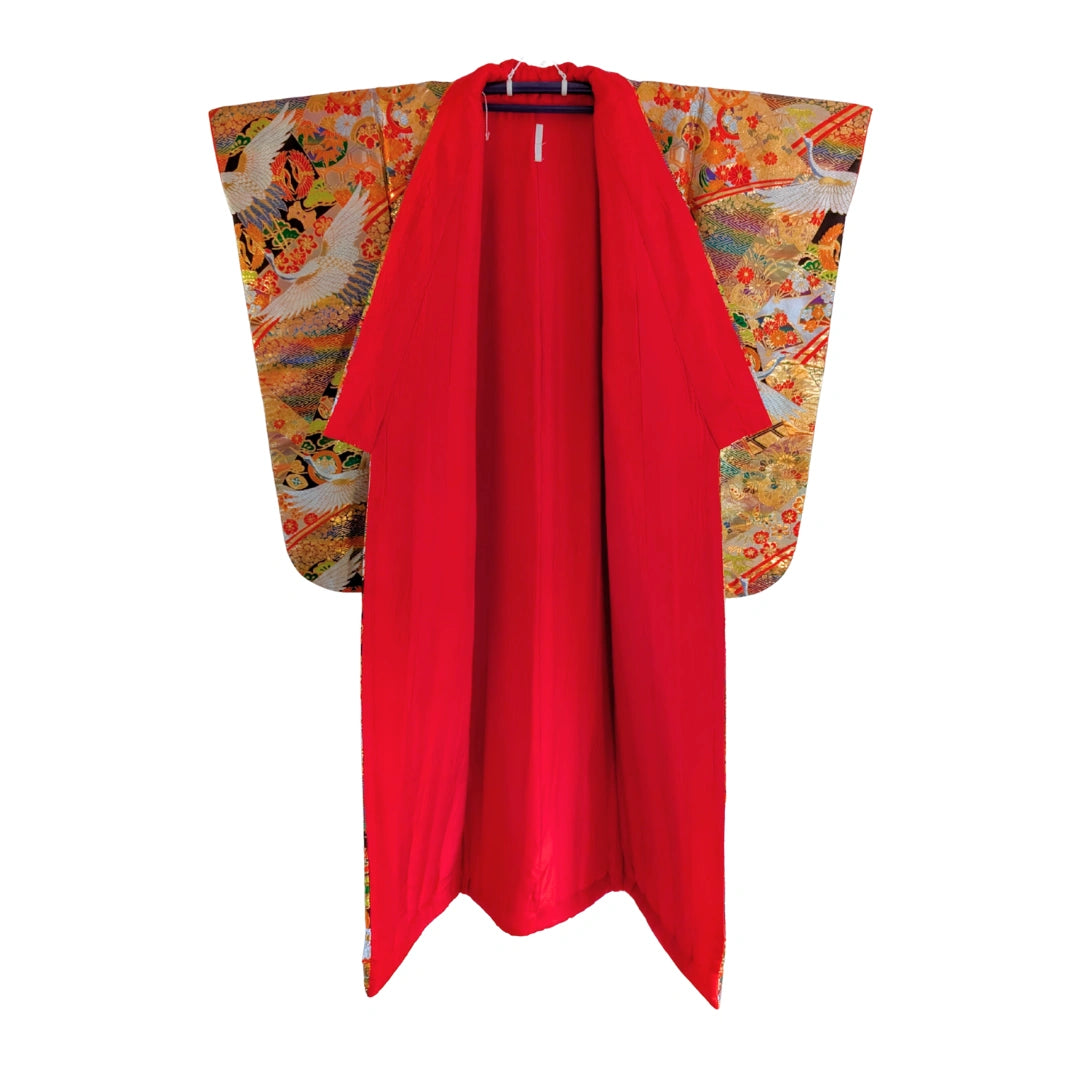 Vintage Uchikake Damen Hochzeits-Kimono mit Kranichen