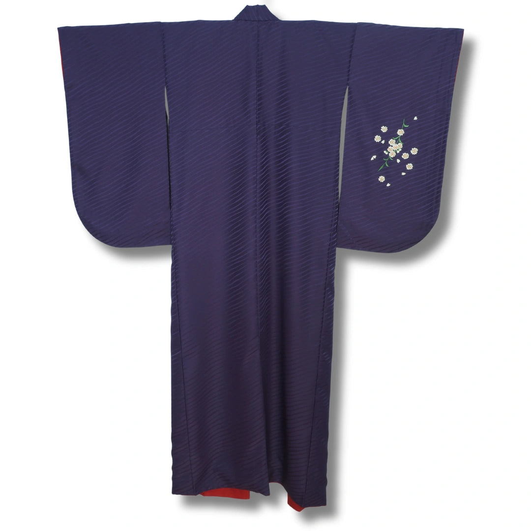 Vintage Damen Kimono Lila mit Kirschblüten-Stickerei #farbe_Lila