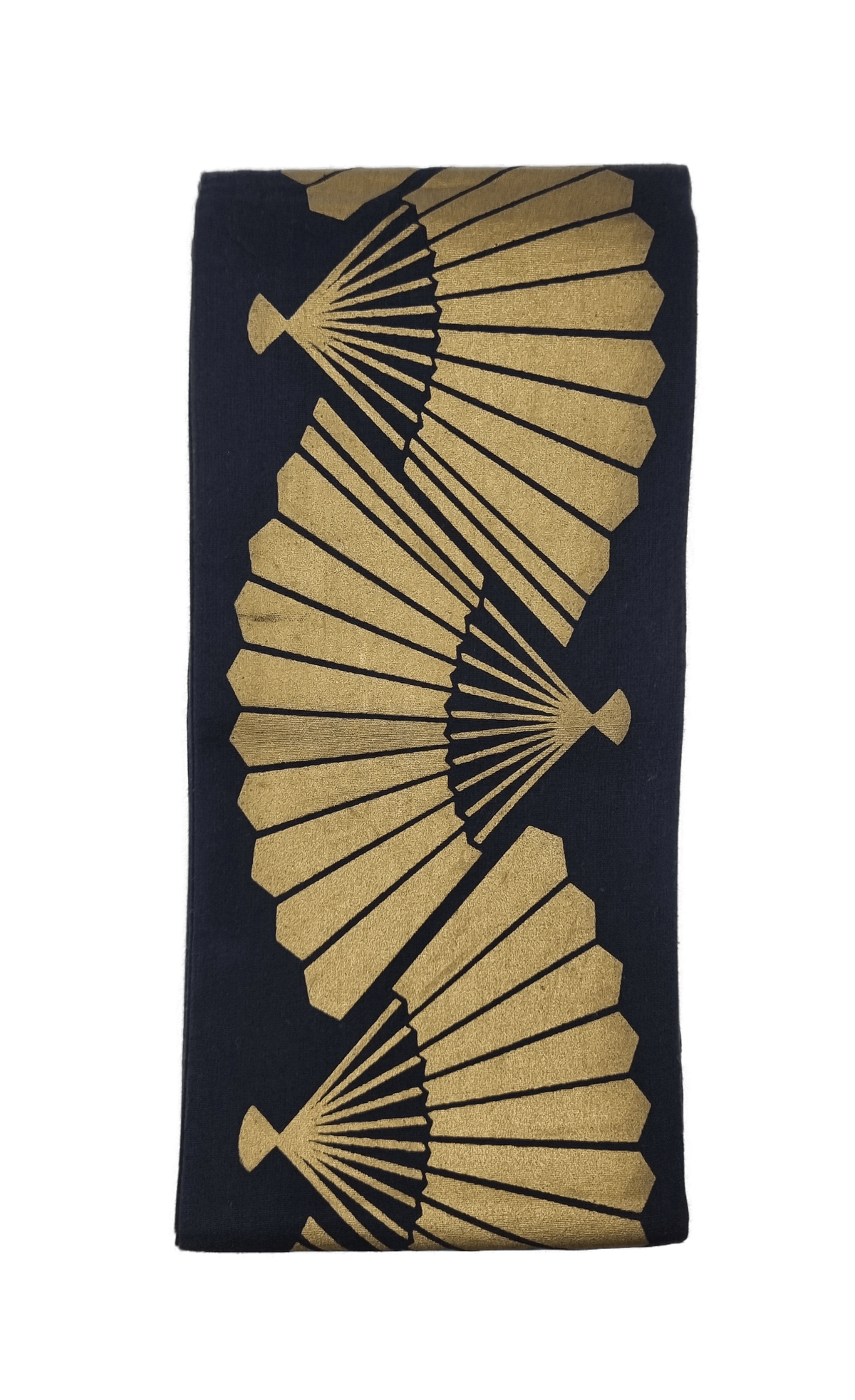 Vintage Hanhaba Obi blauschwarz mit goldenen Fächern