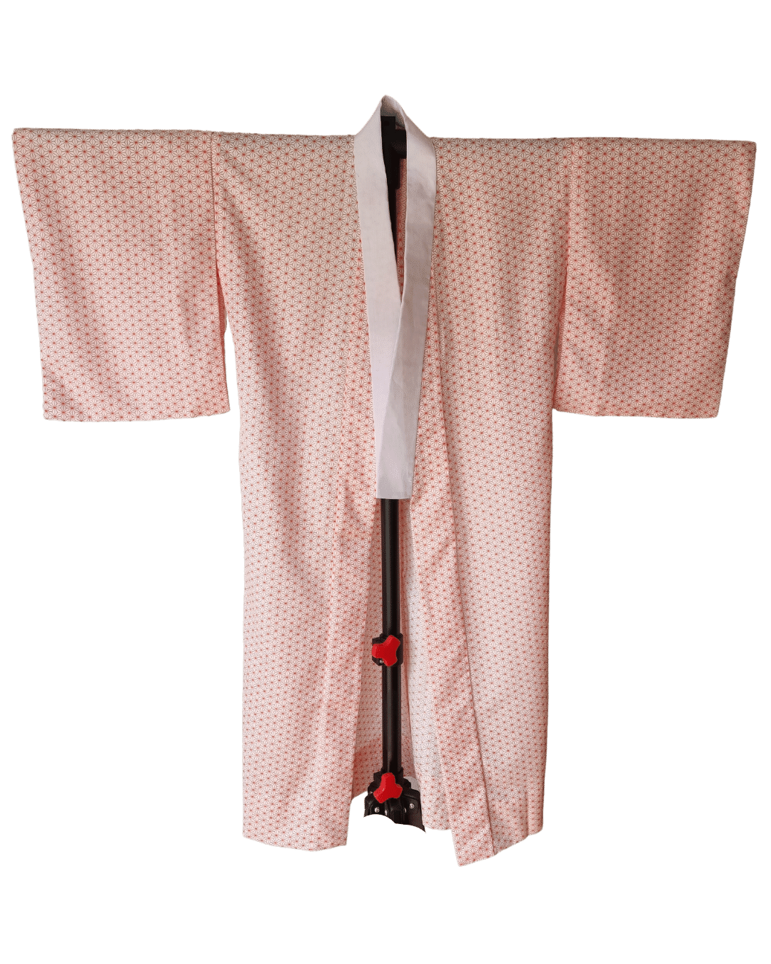 Vintage Naga-Juban Unterkimono weiß rot Asanoha