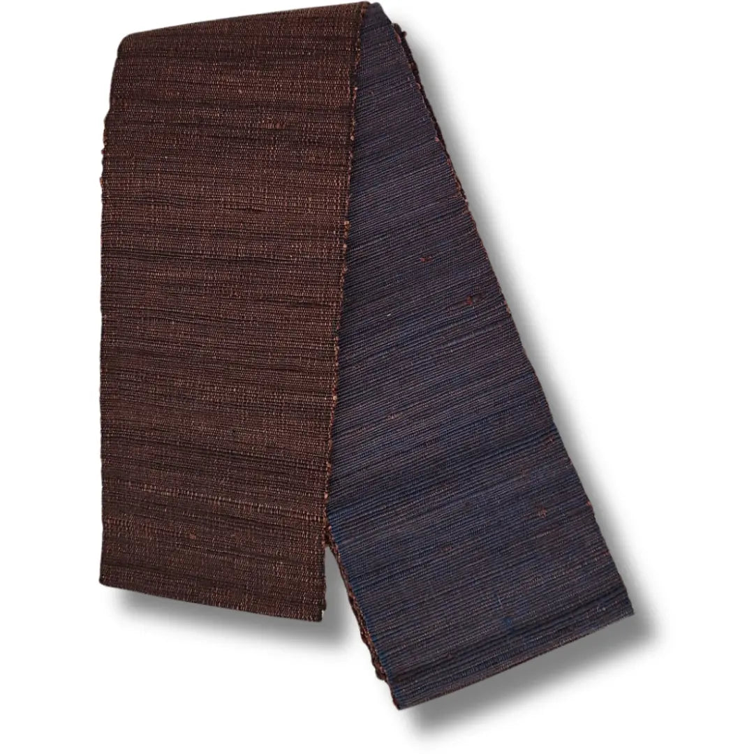 Vintage Kaku Obi – Braun & Blau-Braun (reversibel)