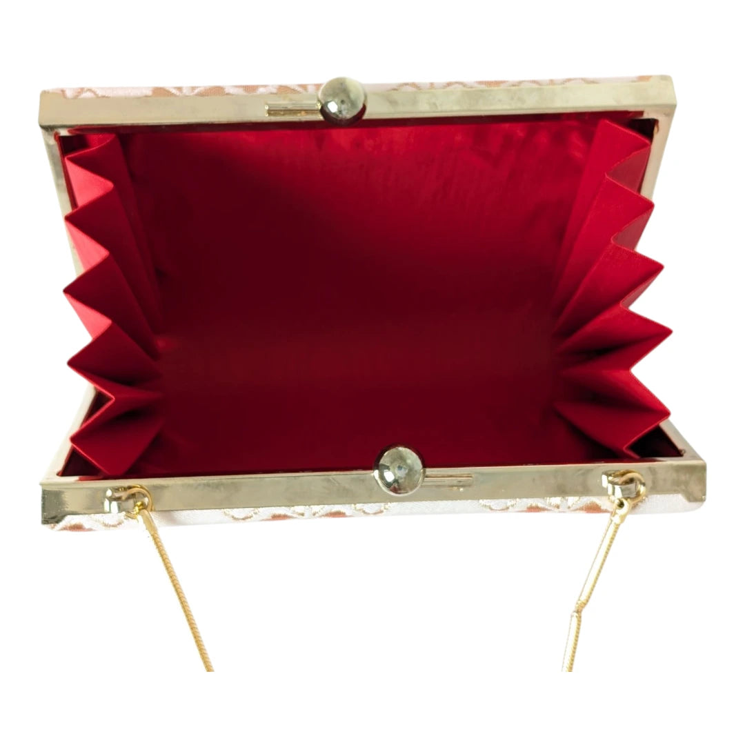 Vintage Kimono-Handtasche in Rot mit Goldmuster