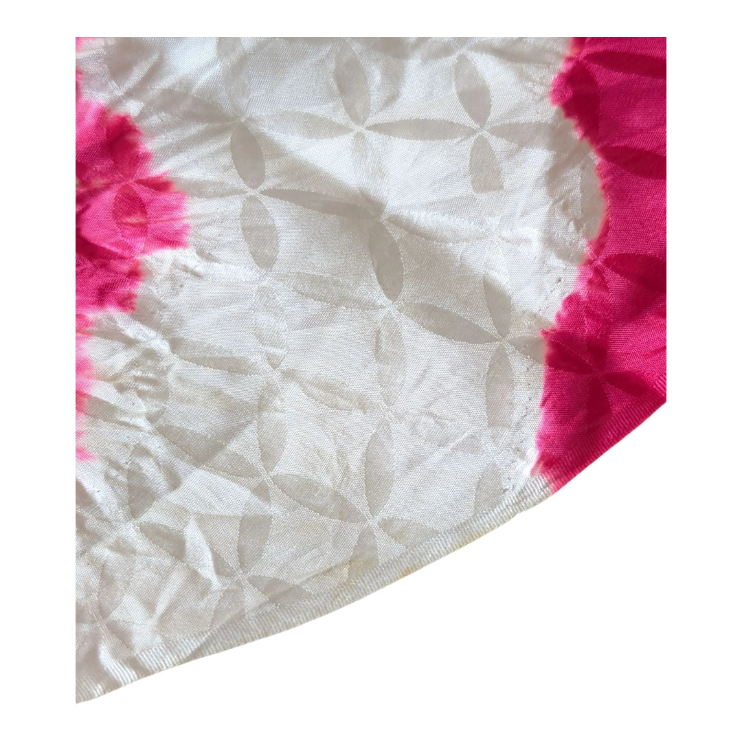 Vintage Obiage Magenta mit Shibori-Kiku & Shippo-Muster – Seide