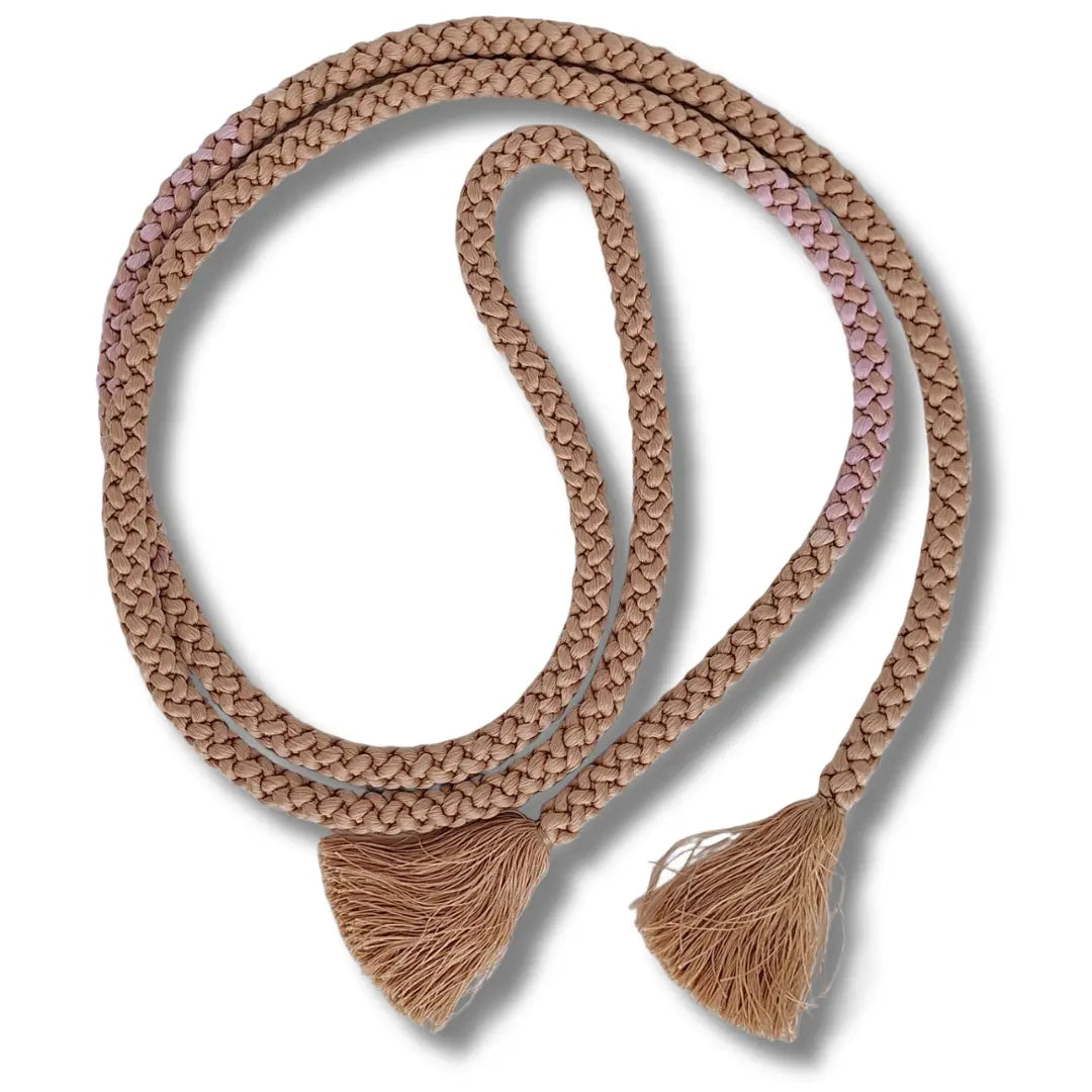 Vintage Obijime in Bronze mit zarten rosa Akzenten