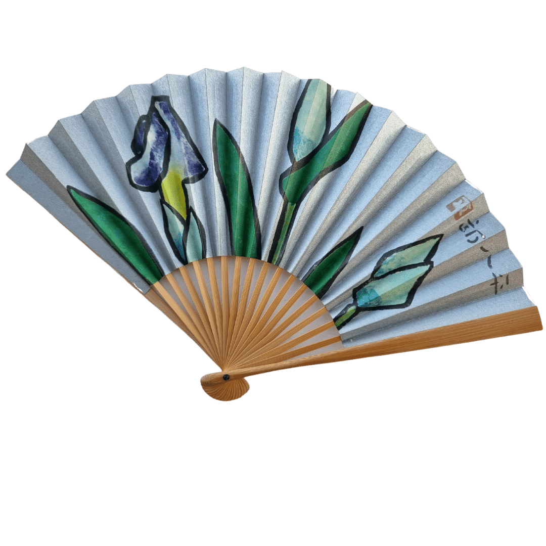 Vintage Sensu japanischer Handfächer Blumen