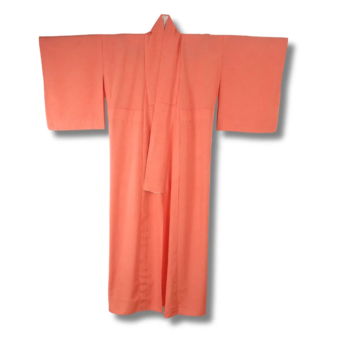 Vintage Damen Edo-Same-Komon-Kimono in Korallfarben, Frontansicht
