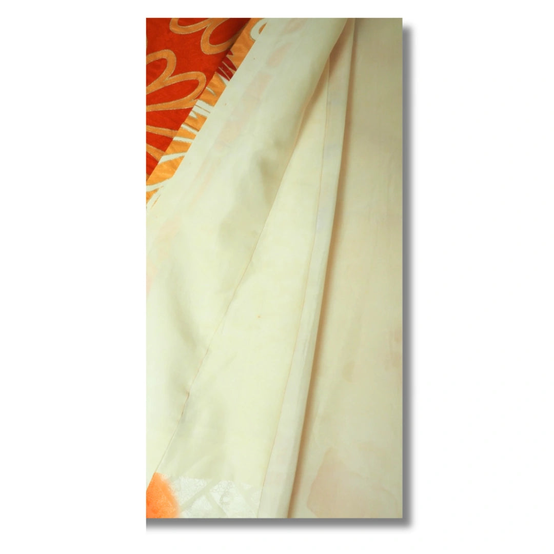 Vintage Damen Furisode Kimono orange Blumen