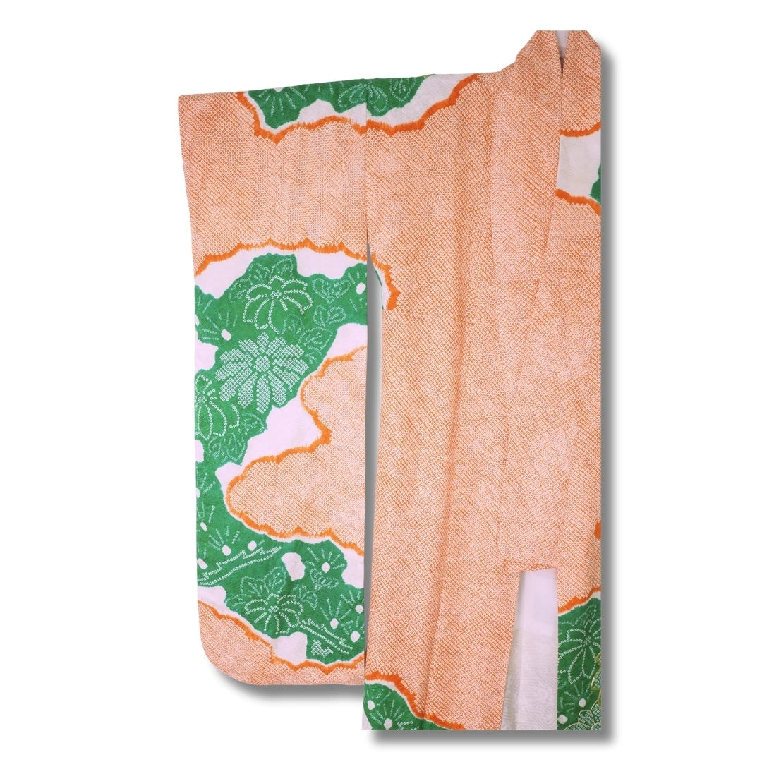 Vintage Damen Furisode Kimono mit Shibori-Muster 