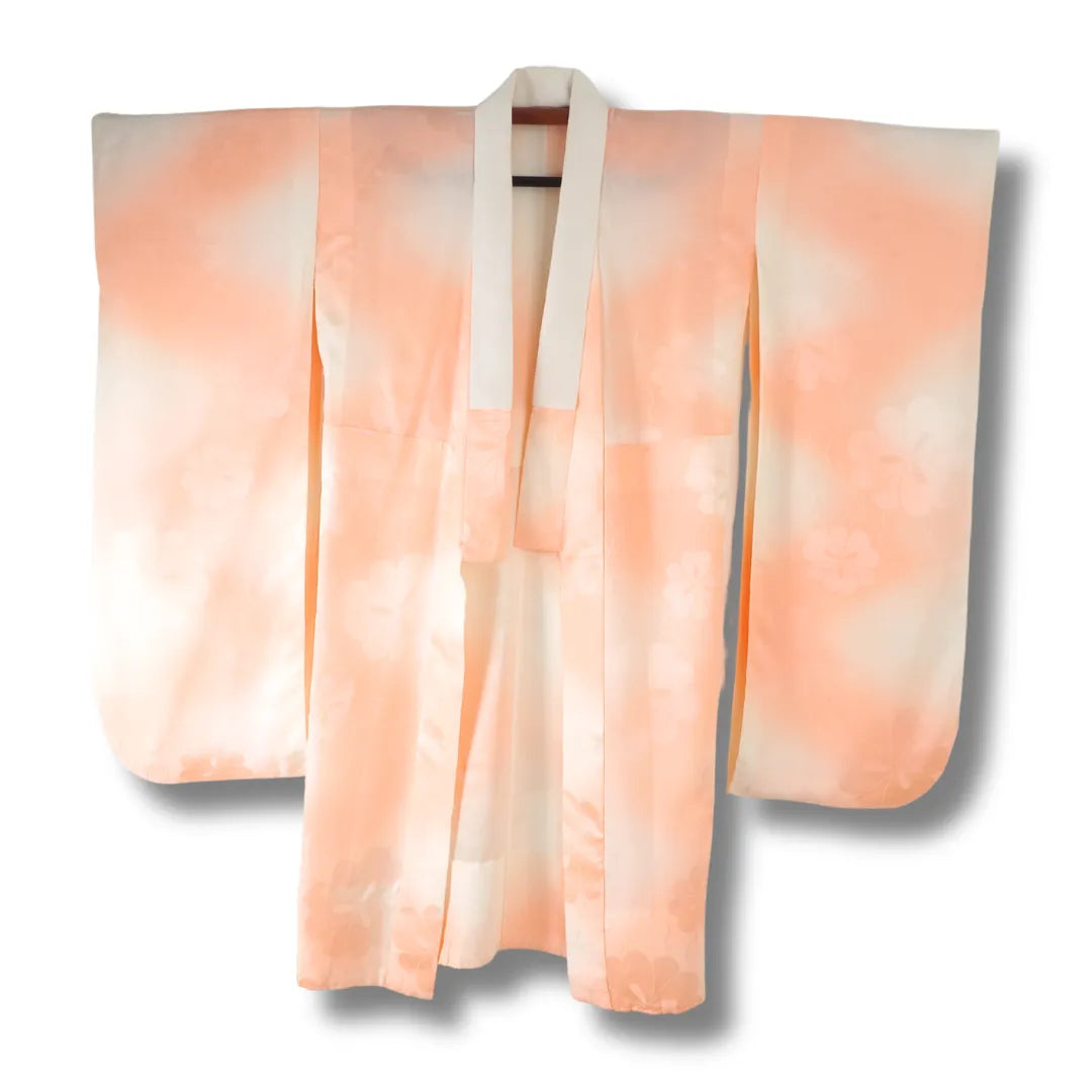 Vintage Damen Furisode Juban creme rosa mit Blumen