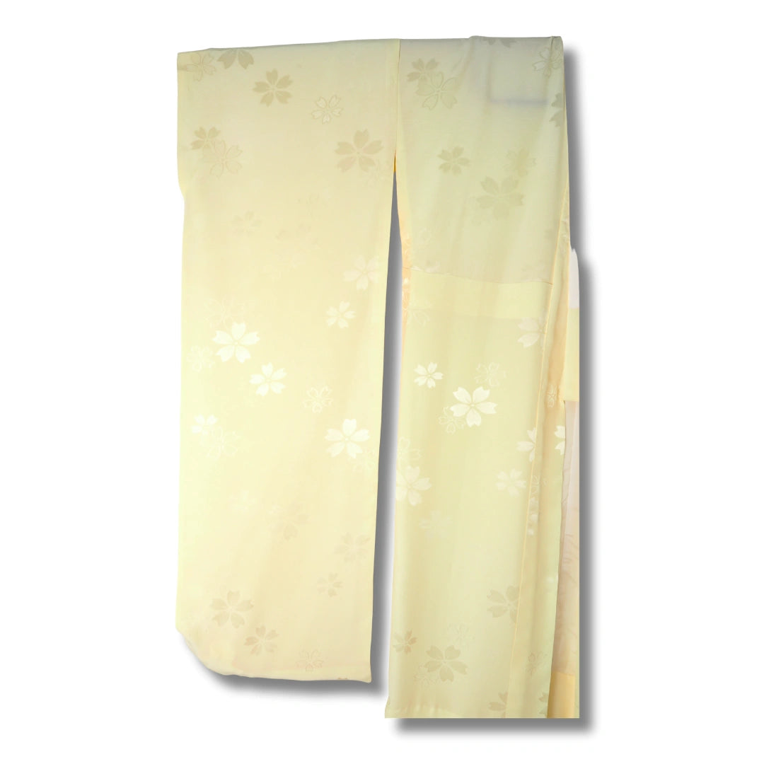 Vintage Damen Naga-Juban Furisode Gelb mit Blüten